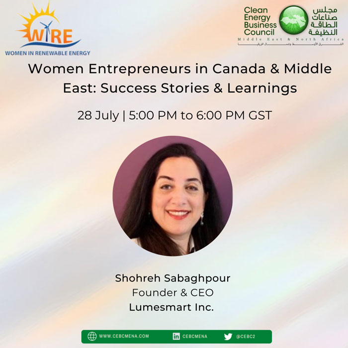 Women Entrepreneurs in Cleantech in Canada and Middle East Success Stories and Learnings Shohreh-Sabaghpour